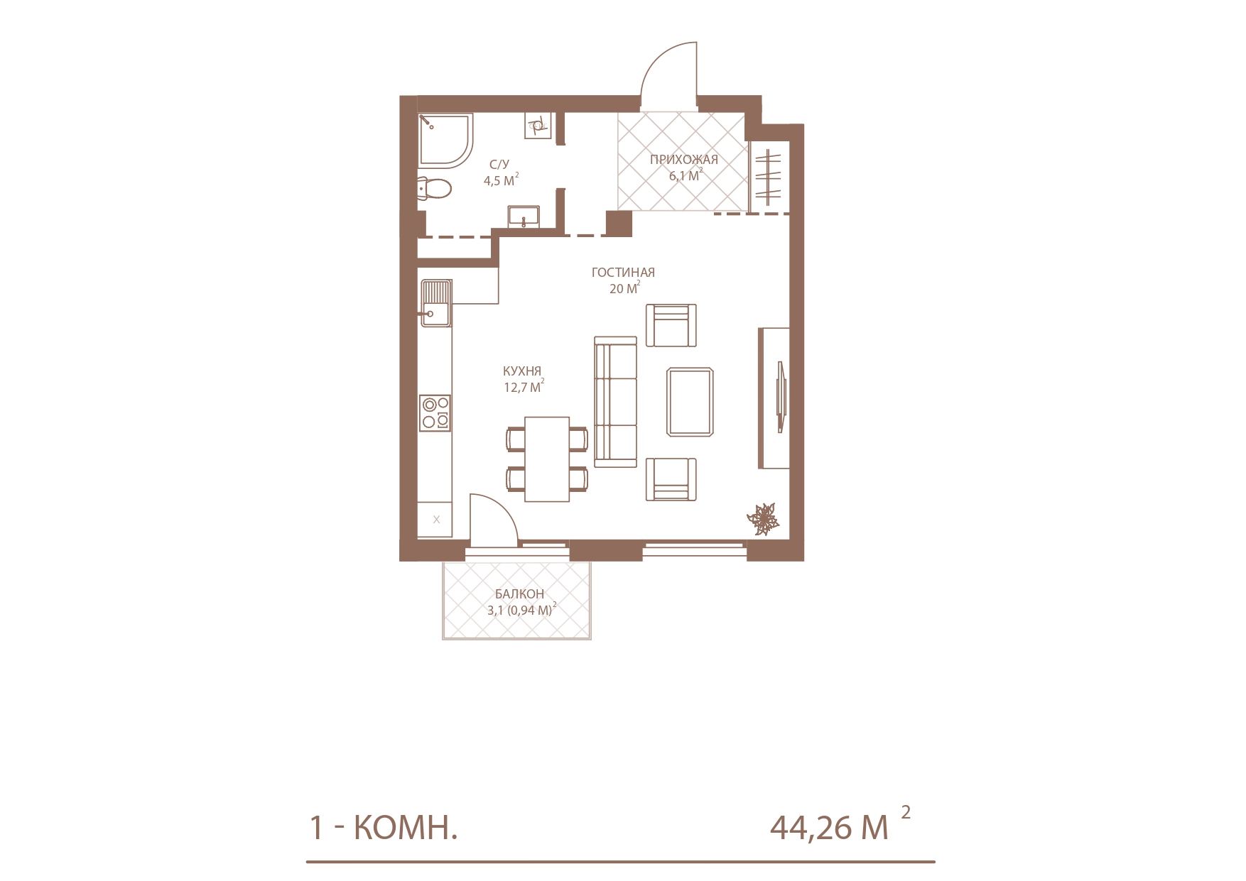 1-room apartment №10