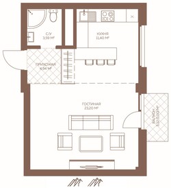 1-room apartment №13