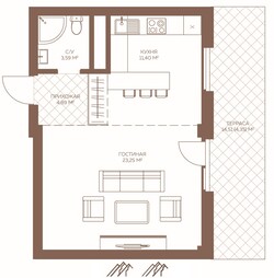 1-room apartment №1