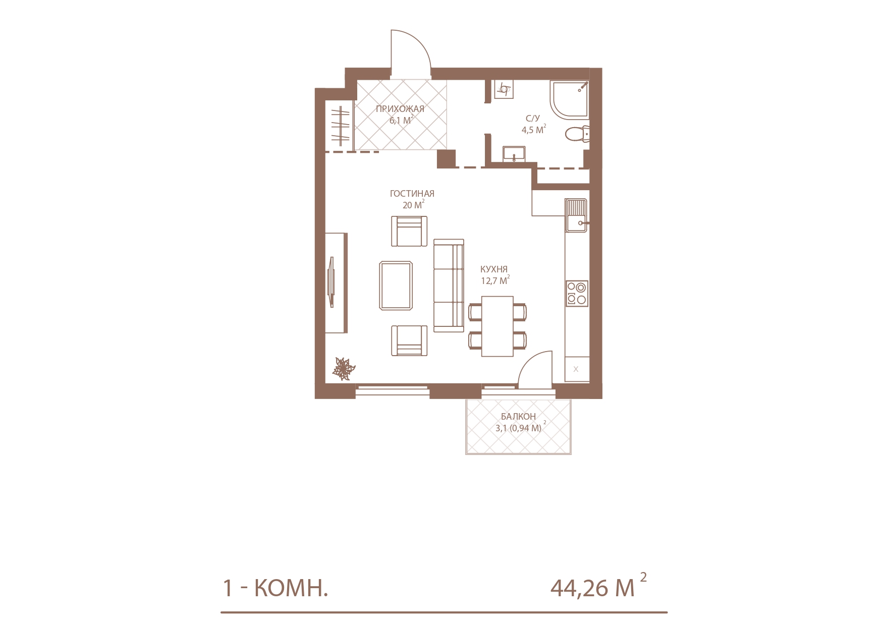 1-room apartment №9